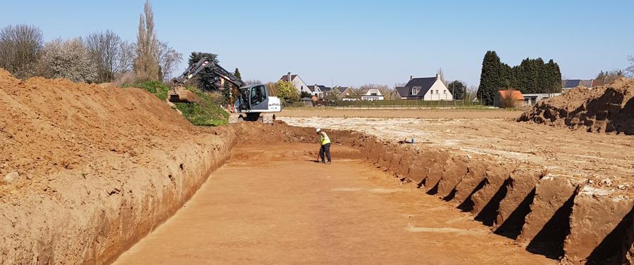 Proefsleuven op een bouwterrein